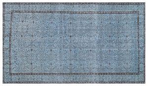 Blue Over Dyed Vintage Rug 5'0'' x 8'10'' ft 153 x 268 cm