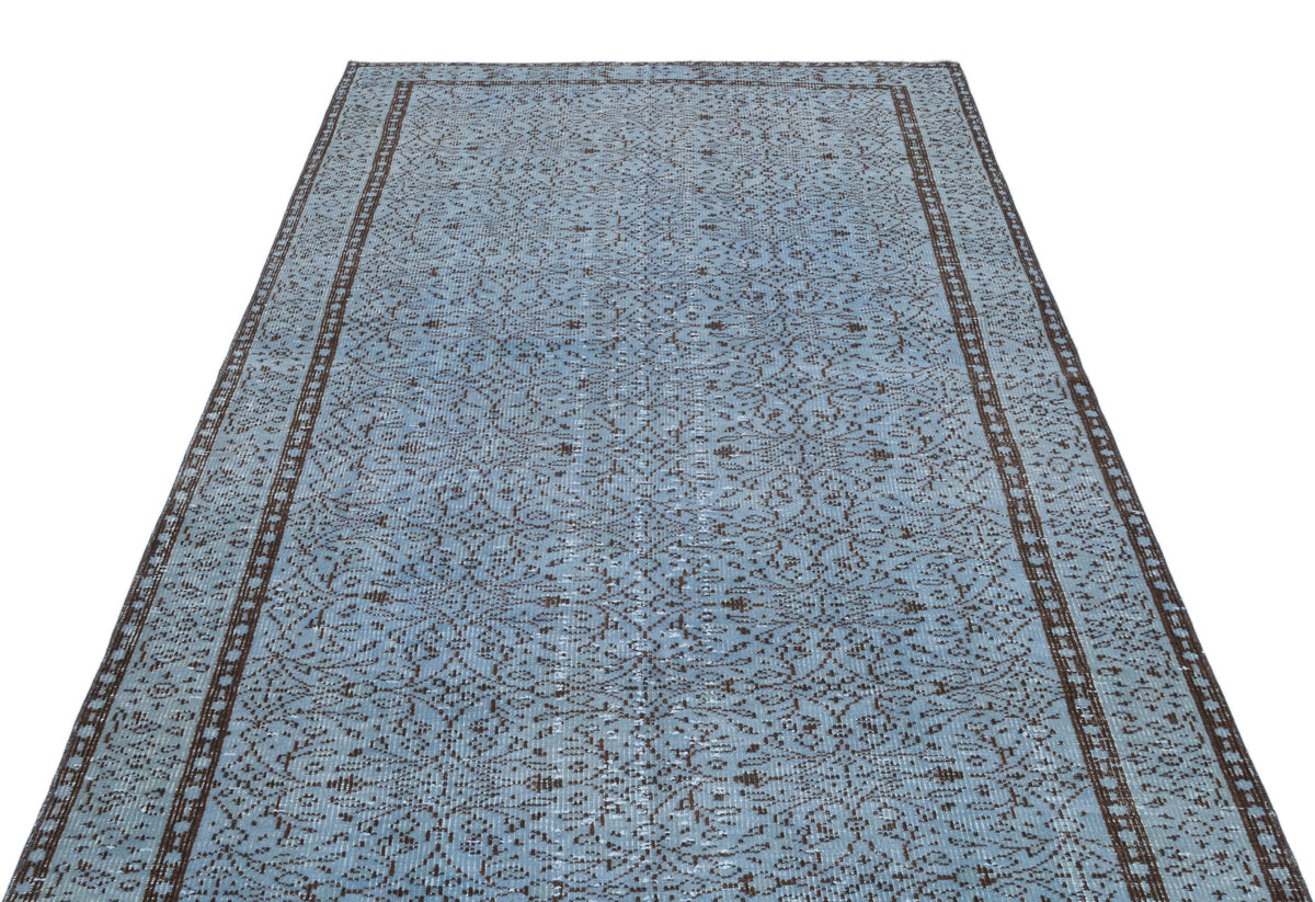 Blue Over Dyed Vintage Rug 5&#39;0&#39;&#39; x 8&#39;10&#39;&#39; ft 153 x 268 cm