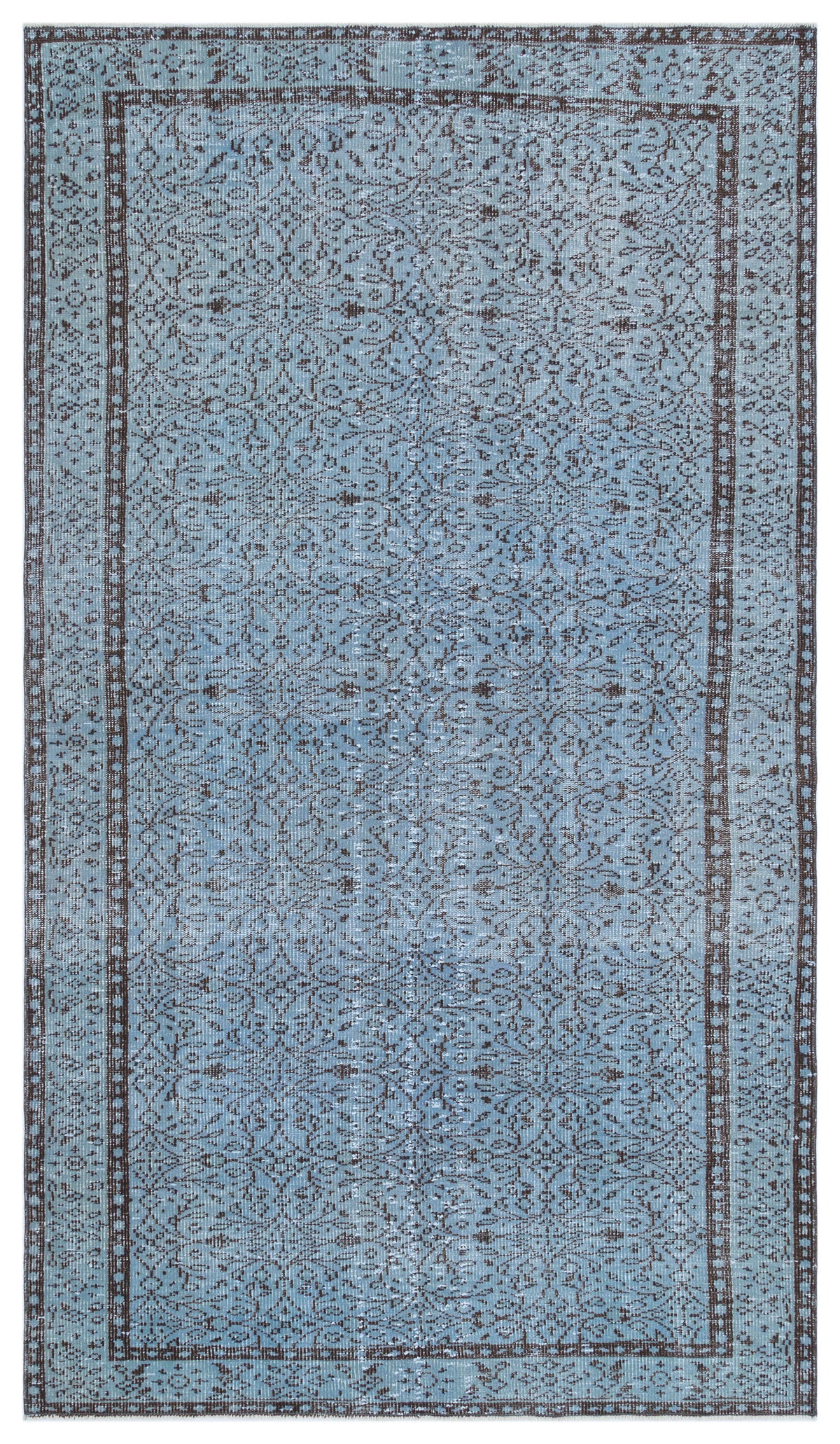 Blue Over Dyed Vintage Rug 5&#39;0&#39;&#39; x 8&#39;10&#39;&#39; ft 153 x 268 cm