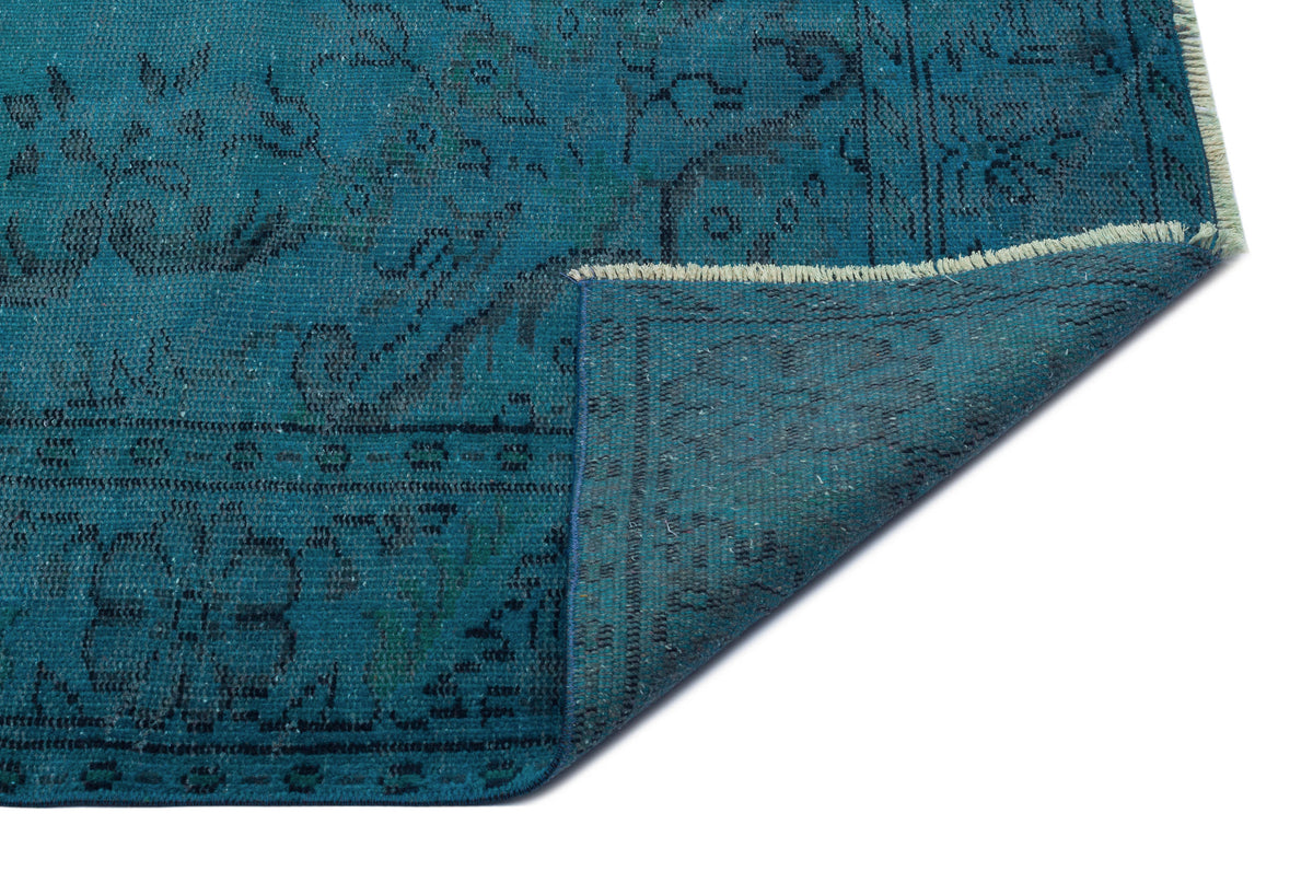 Turquoise  Over Dyed Vintage Rug 5&#39;12&#39;&#39; x 9&#39;3&#39;&#39; ft 182 x 281 cm