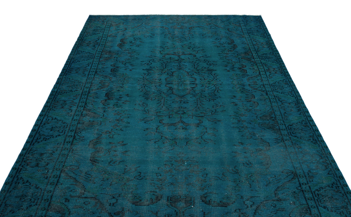 Turquoise  Over Dyed Vintage Rug 5&#39;12&#39;&#39; x 9&#39;3&#39;&#39; ft 182 x 281 cm