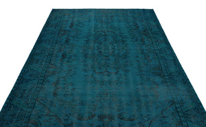 Turquoise  Over Dyed Vintage Rug 5'12'' x 9'3'' ft 182 x 281 cm