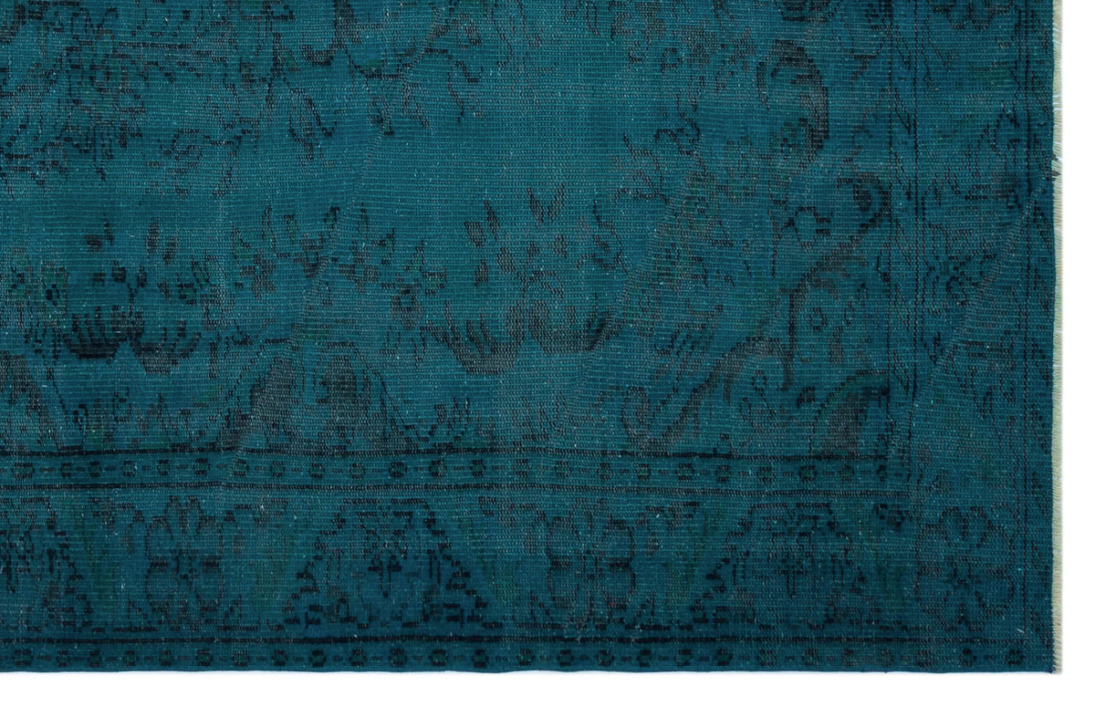 Turquoise  Over Dyed Vintage Rug 5&#39;12&#39;&#39; x 9&#39;3&#39;&#39; ft 182 x 281 cm