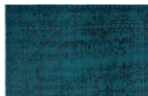 Turquoise  Over Dyed Vintage Rug 5'12'' x 9'3'' ft 182 x 281 cm