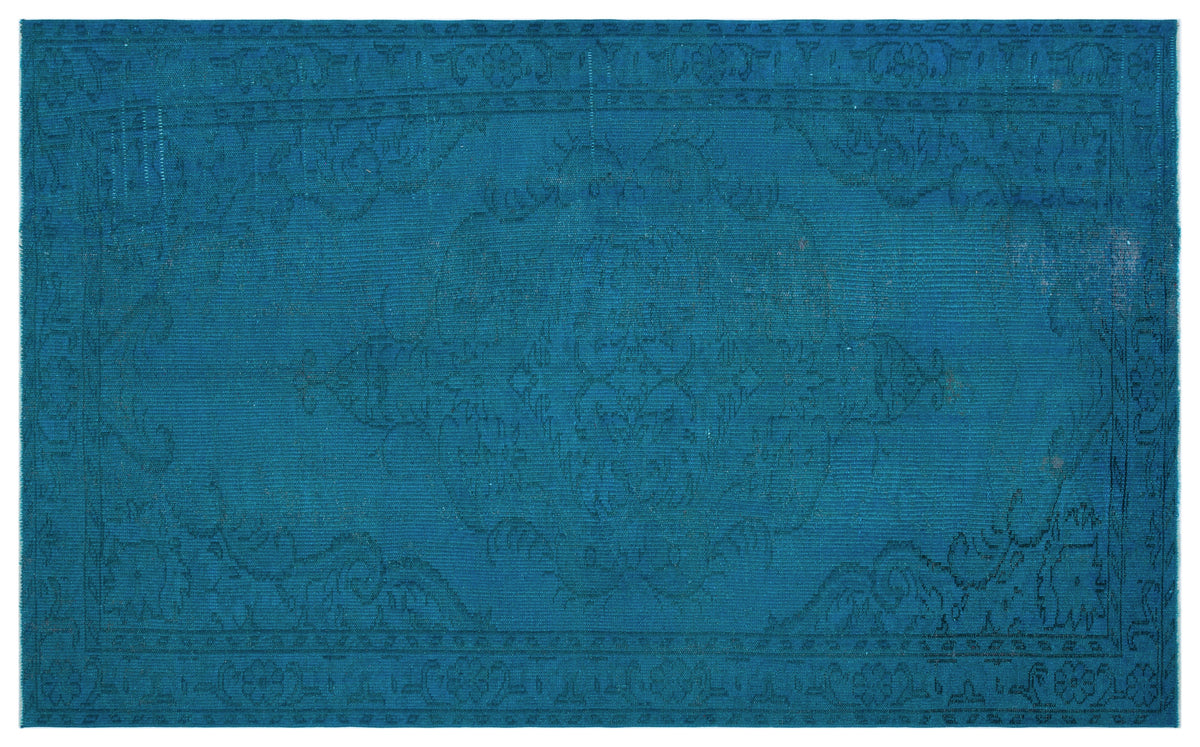 Turquoise  Over Dyed Vintage Rug 5&#39;8&#39;&#39; x 8&#39;11&#39;&#39; ft 172 x 272 cm
