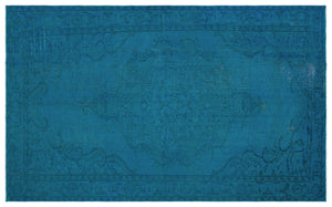 Turquoise  Over Dyed Vintage Rug 5'8'' x 8'11'' ft 172 x 272 cm