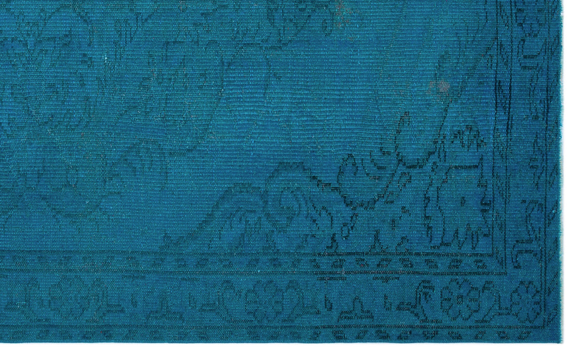 Turquoise  Over Dyed Vintage Rug 5&#39;8&#39;&#39; x 8&#39;11&#39;&#39; ft 172 x 272 cm