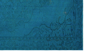 Turquoise  Over Dyed Vintage Rug 5'8'' x 8'11'' ft 172 x 272 cm