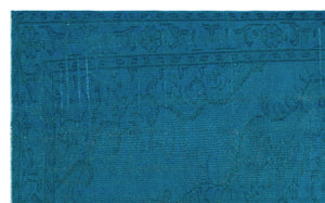 Turquoise  Over Dyed Vintage Rug 5'8'' x 8'11'' ft 172 x 272 cm