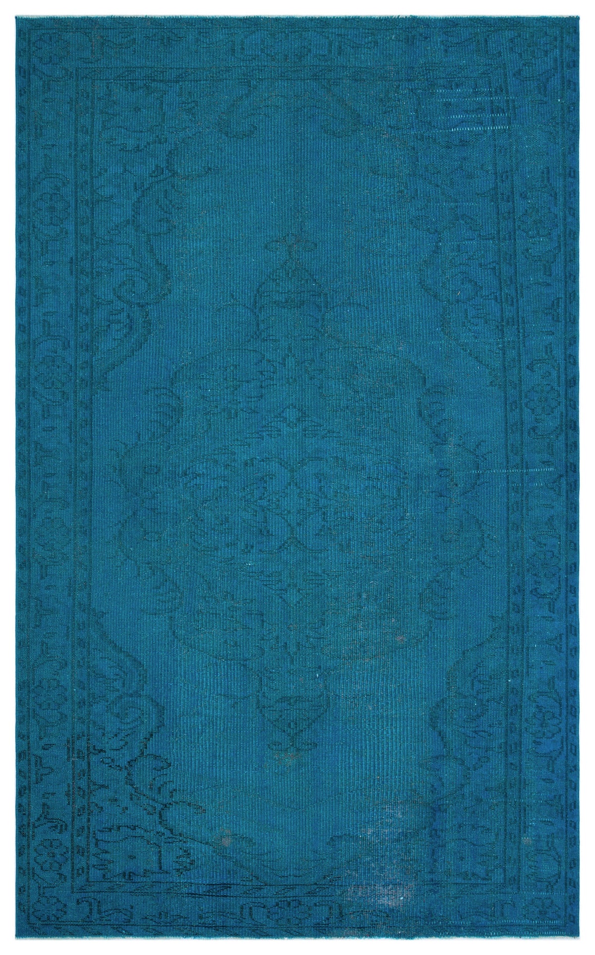 Turquoise  Over Dyed Vintage Rug 5&#39;8&#39;&#39; x 8&#39;11&#39;&#39; ft 172 x 272 cm