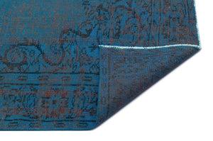 Turquoise  Over Dyed Vintage Rug 6'4'' x 10'2'' ft 192 x 310 cm