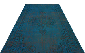 Turquoise  Over Dyed Vintage Rug 6'4'' x 10'2'' ft 192 x 310 cm