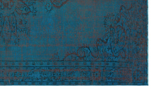 Turquoise  Over Dyed Vintage Rug 6'4'' x 10'2'' ft 192 x 310 cm