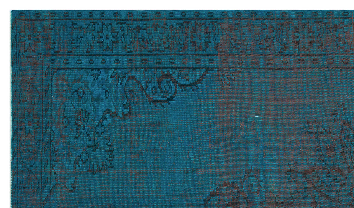 Turquoise  Over Dyed Vintage Rug 6&#39;4&#39;&#39; x 10&#39;2&#39;&#39; ft 192 x 310 cm