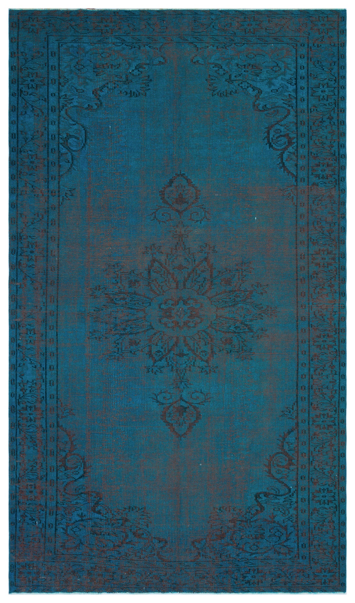 Turquoise  Over Dyed Vintage Rug 6&#39;4&#39;&#39; x 10&#39;2&#39;&#39; ft 192 x 310 cm