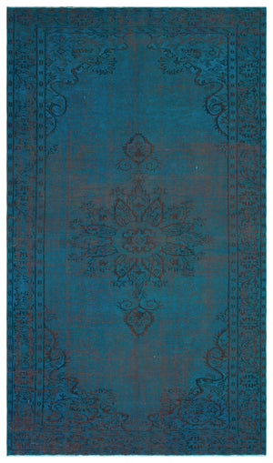 Turquoise  Over Dyed Vintage Rug 6'4'' x 10'2'' ft 192 x 310 cm