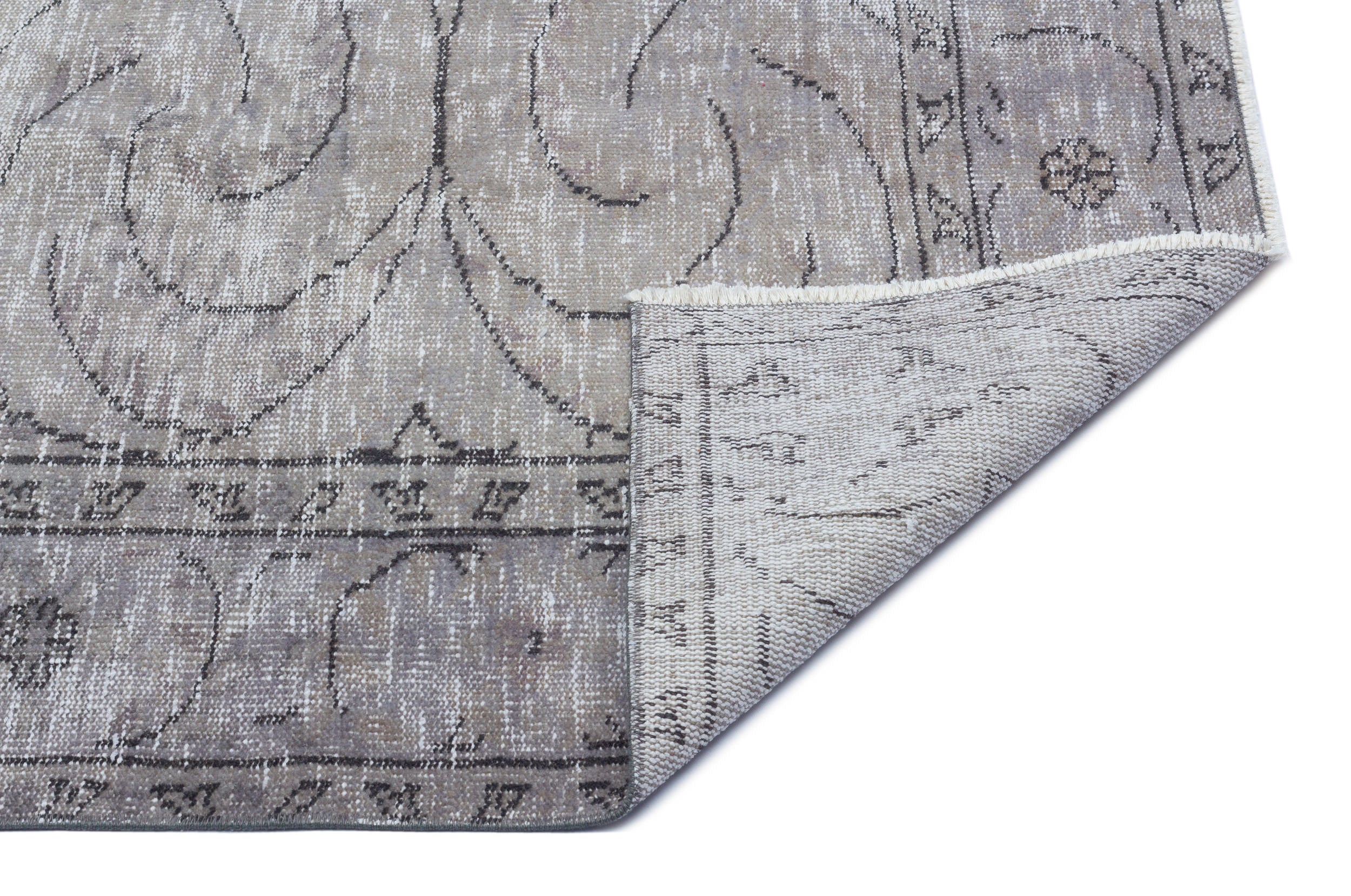 Gray Over Dyed Vintage Rug 5'10'' x 8'11'' ft 177 x 272 cm