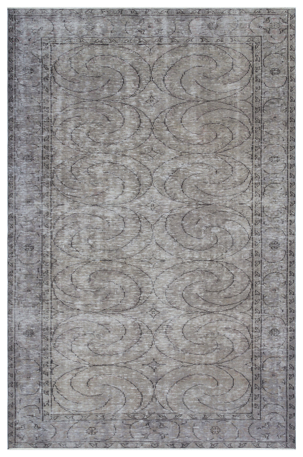 Gray Over Dyed Vintage Rug 5'10'' x 8'11'' ft 177 x 272 cm