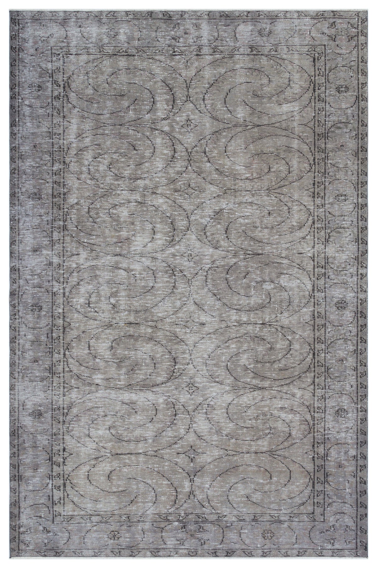 Gray Over Dyed Vintage Rug 5&#39;10&#39;&#39; x 8&#39;11&#39;&#39; ft 177 x 272 cm