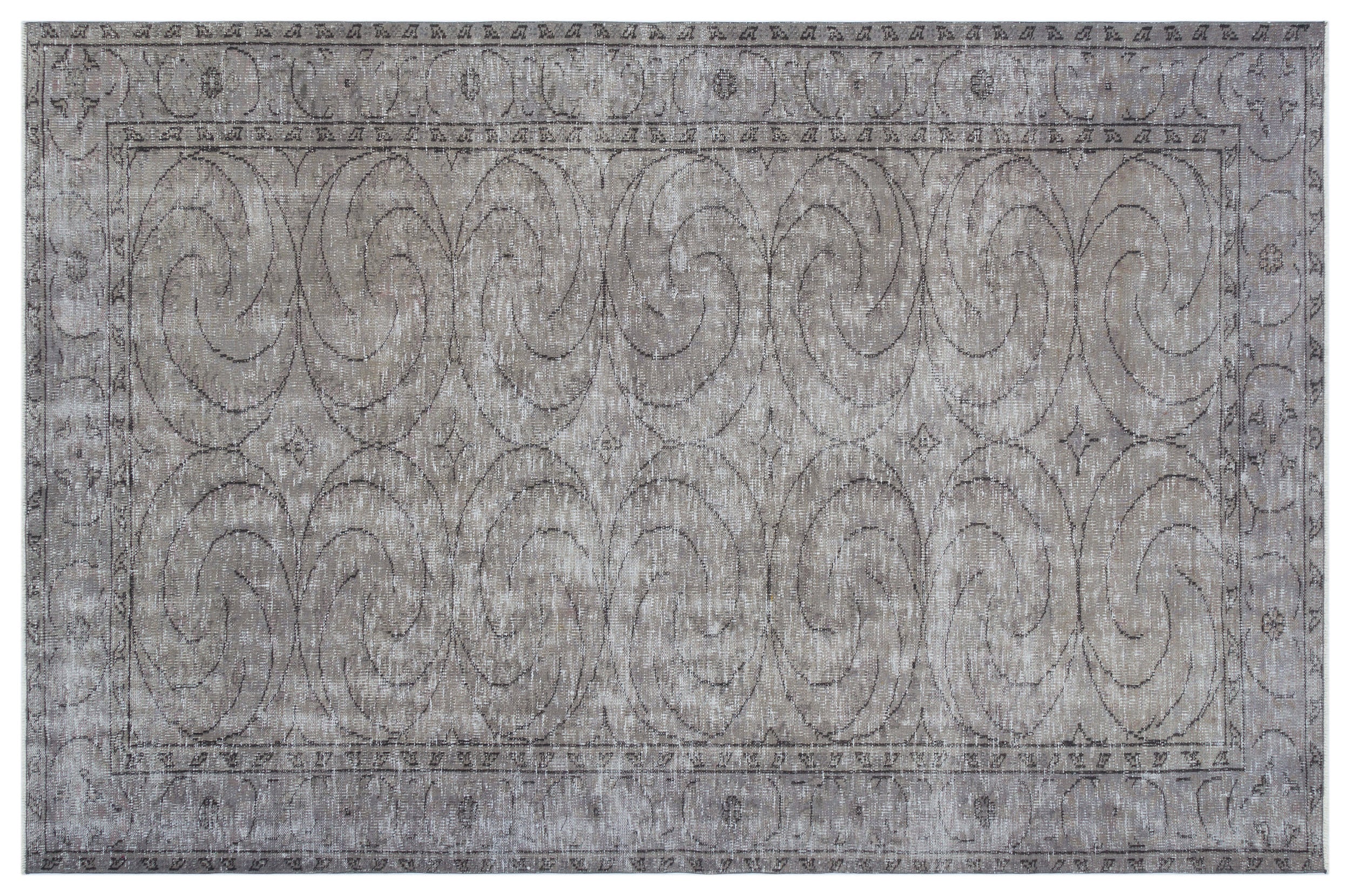 Gray Over Dyed Vintage Rug 5'10'' x 8'11'' ft 177 x 272 cm