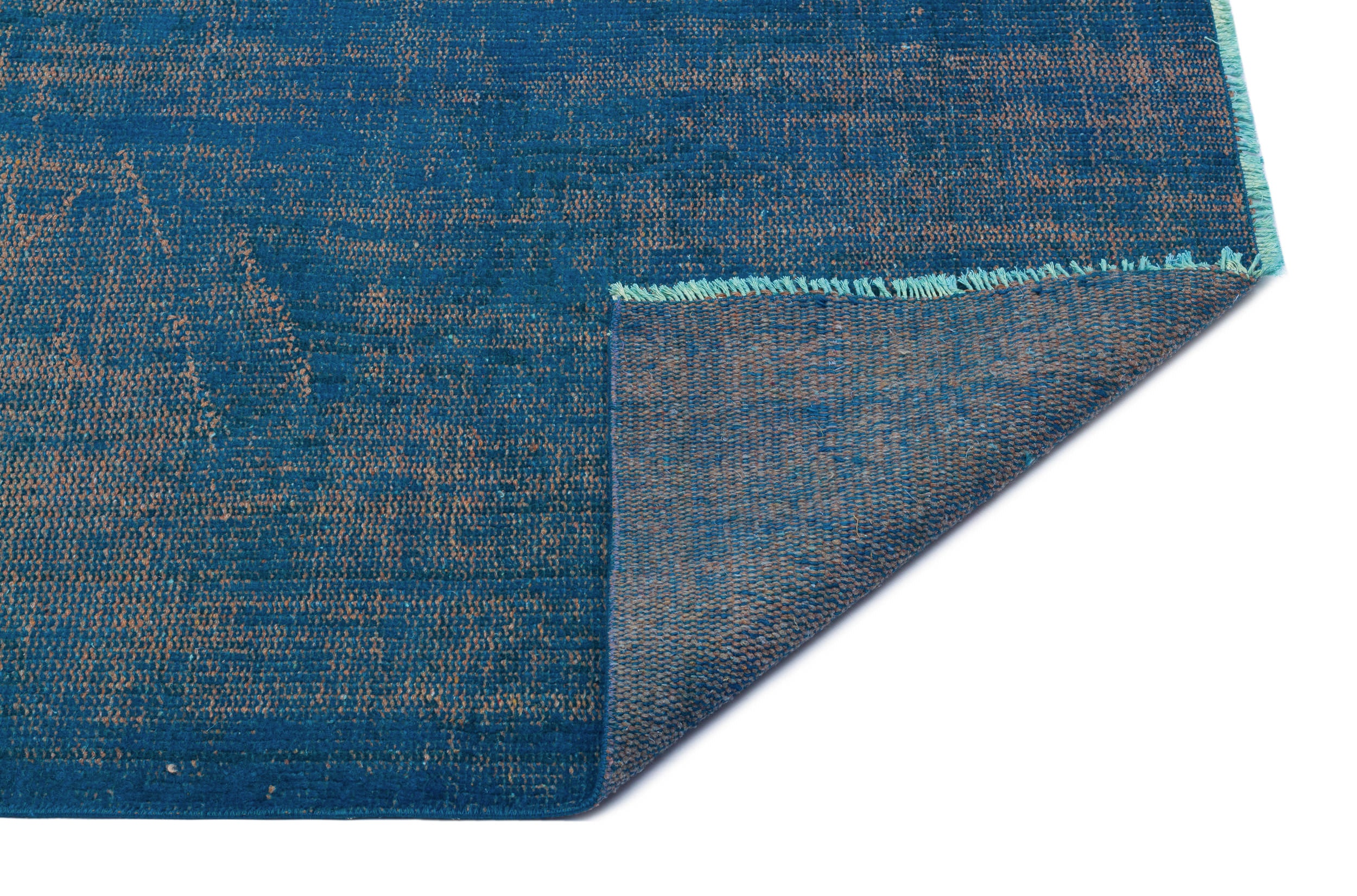 Turquoise  Over Dyed Vintage Rug 5'5'' x 9'4'' ft 164 x 285 cm