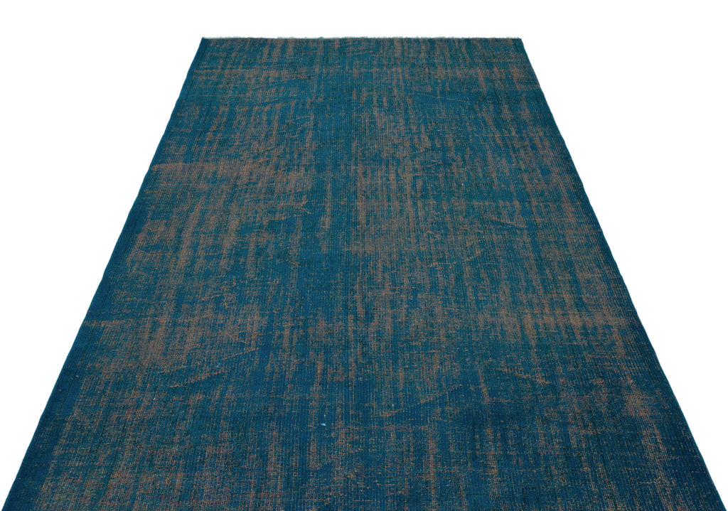 Turquoise  Over Dyed Vintage Rug 5'5'' x 9'4'' ft 164 x 285 cm