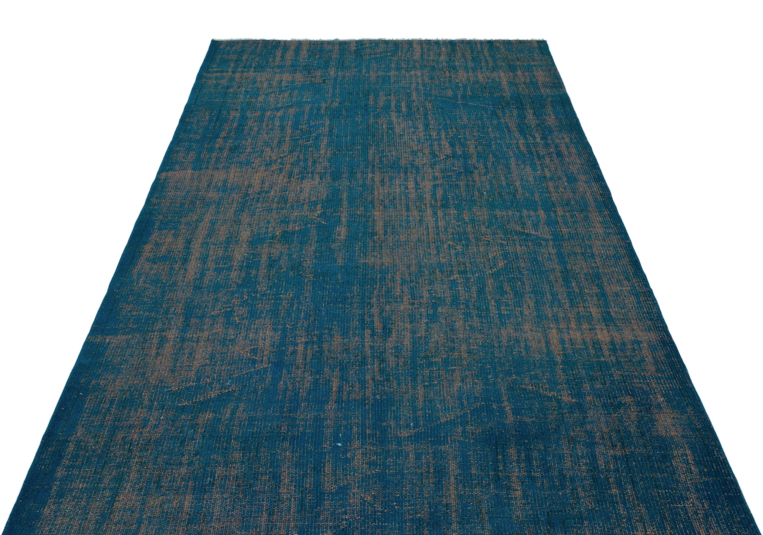 Turquoise  Over Dyed Vintage Rug 5'5'' x 9'4'' ft 164 x 285 cm