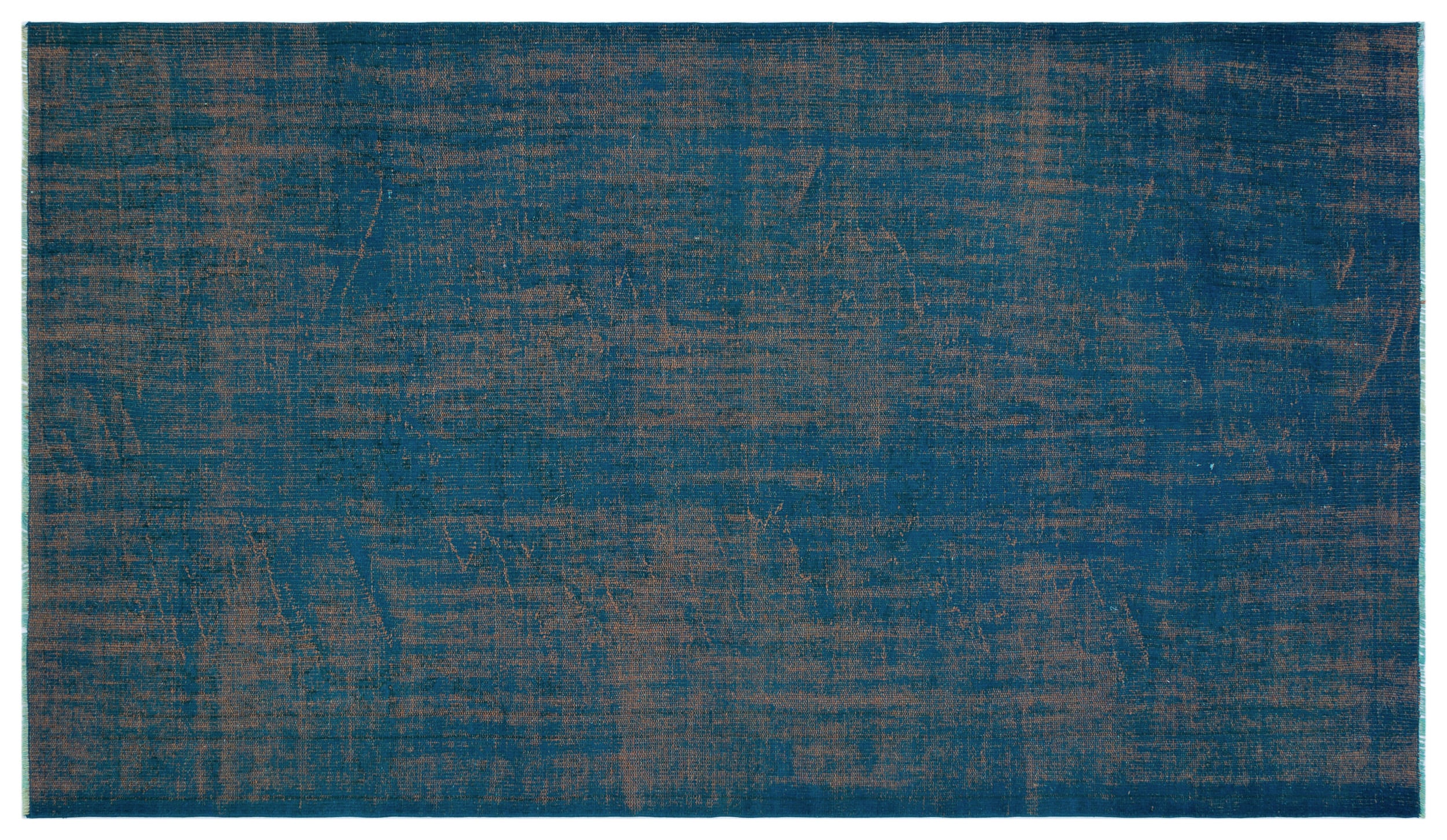 Turquoise  Over Dyed Vintage Rug 5'5'' x 9'4'' ft 164 x 285 cm