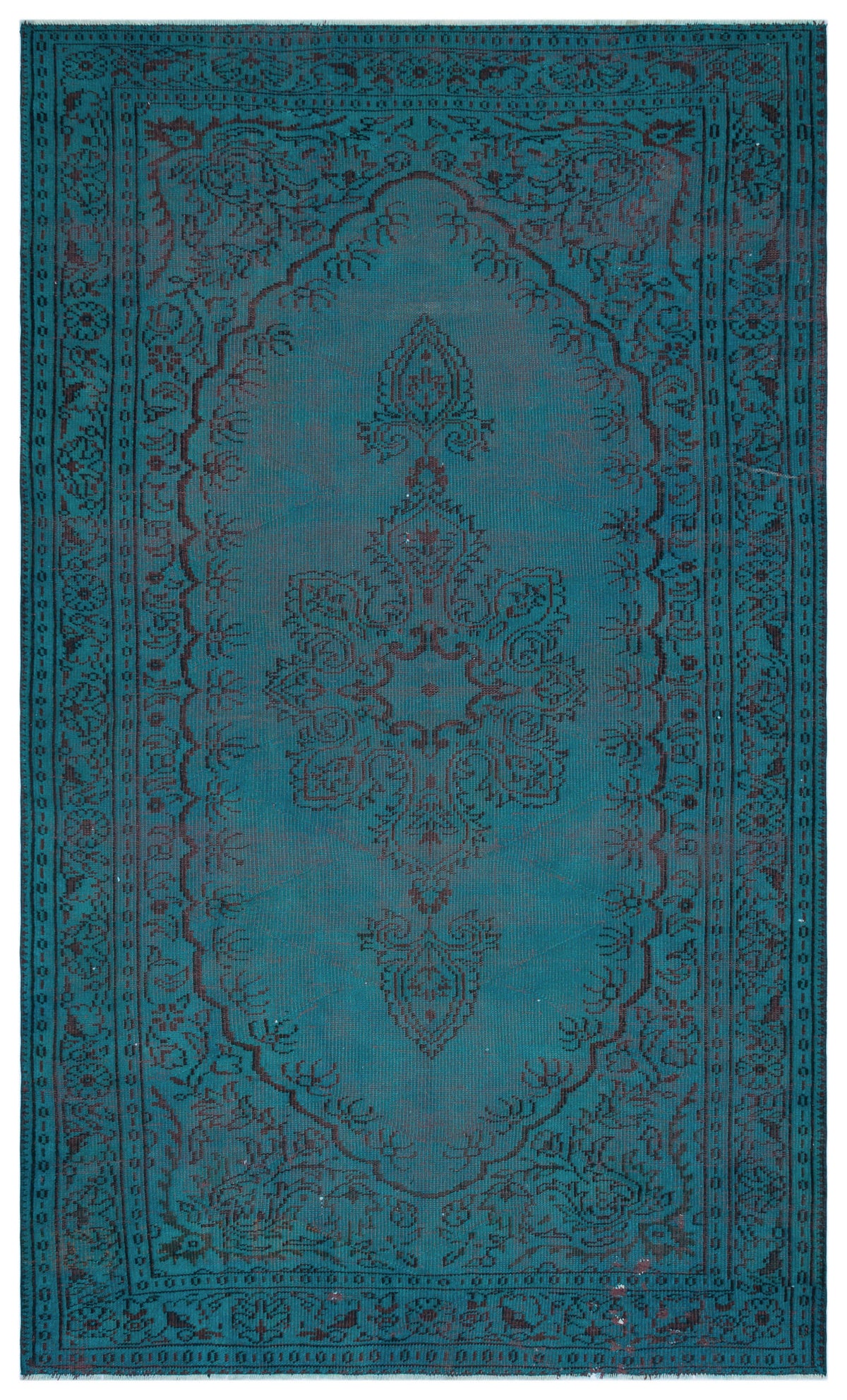 Turquoise  Over Dyed Vintage Rug 6&#39;2&#39;&#39; x 10&#39;0&#39;&#39; ft 187 x 305 cm