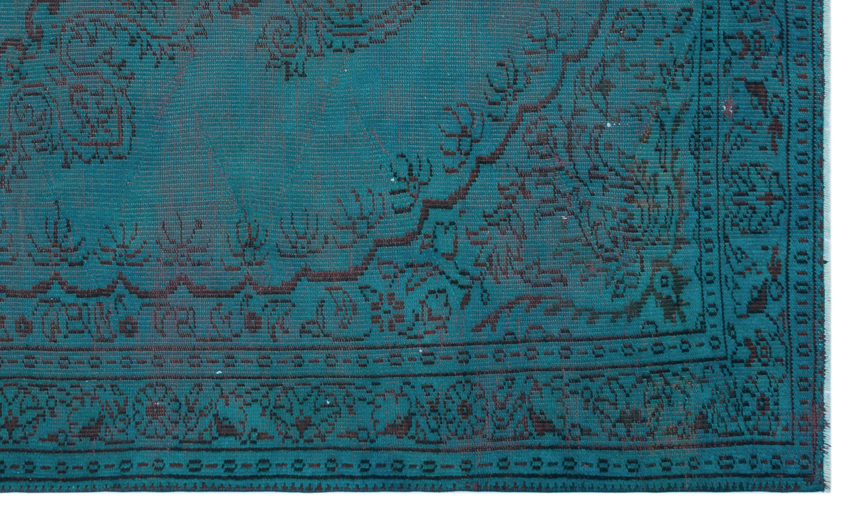 Turquoise  Over Dyed Vintage Rug 6&#39;2&#39;&#39; x 10&#39;0&#39;&#39; ft 187 x 305 cm