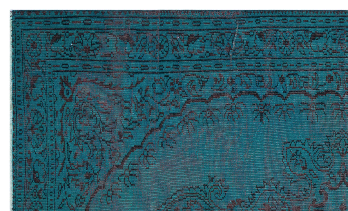 Turquoise  Over Dyed Vintage Rug 6&#39;2&#39;&#39; x 10&#39;0&#39;&#39; ft 187 x 305 cm