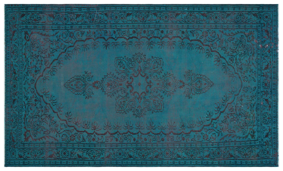 Turquoise  Over Dyed Vintage Rug 6&#39;2&#39;&#39; x 10&#39;0&#39;&#39; ft 187 x 305 cm