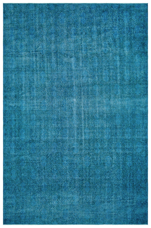 Turquoise  Over Dyed Vintage Rug 7'1'' x 10'11'' ft 216 x 334 cm