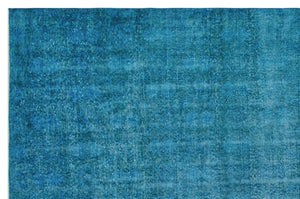 Turquoise  Over Dyed Vintage Rug 7'1'' x 10'11'' ft 216 x 334 cm