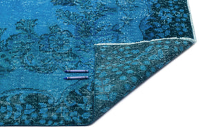 Turquoise  Over Dyed Vintage Rug 5'10'' x 10'1'' ft 179 x 307 cm