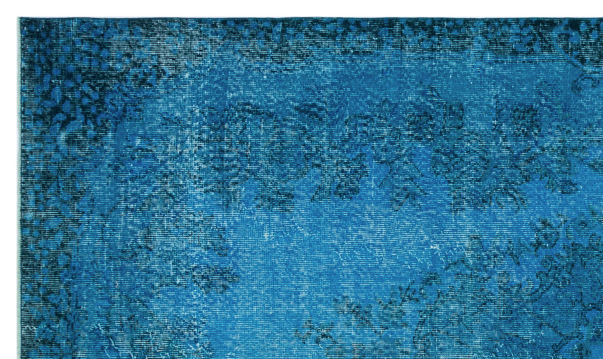 Turquoise  Over Dyed Vintage Rug 5&#39;10&#39;&#39; x 10&#39;1&#39;&#39; ft 179 x 307 cm