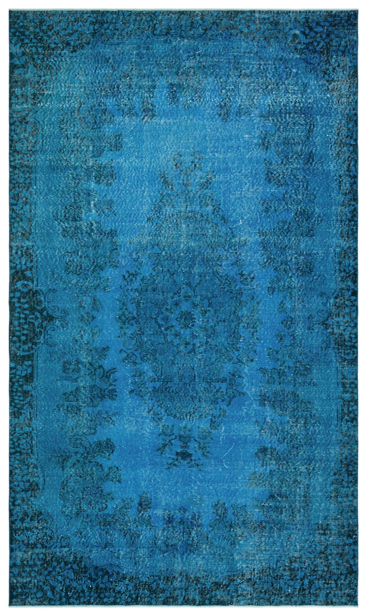 Turquoise  Over Dyed Vintage Rug 5&#39;10&#39;&#39; x 10&#39;1&#39;&#39; ft 179 x 307 cm