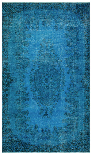 Turquoise  Over Dyed Vintage Rug 5'10'' x 10'1'' ft 179 x 307 cm
