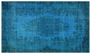 Turquoise  Over Dyed Vintage Rug 5'10'' x 10'1'' ft 179 x 307 cm