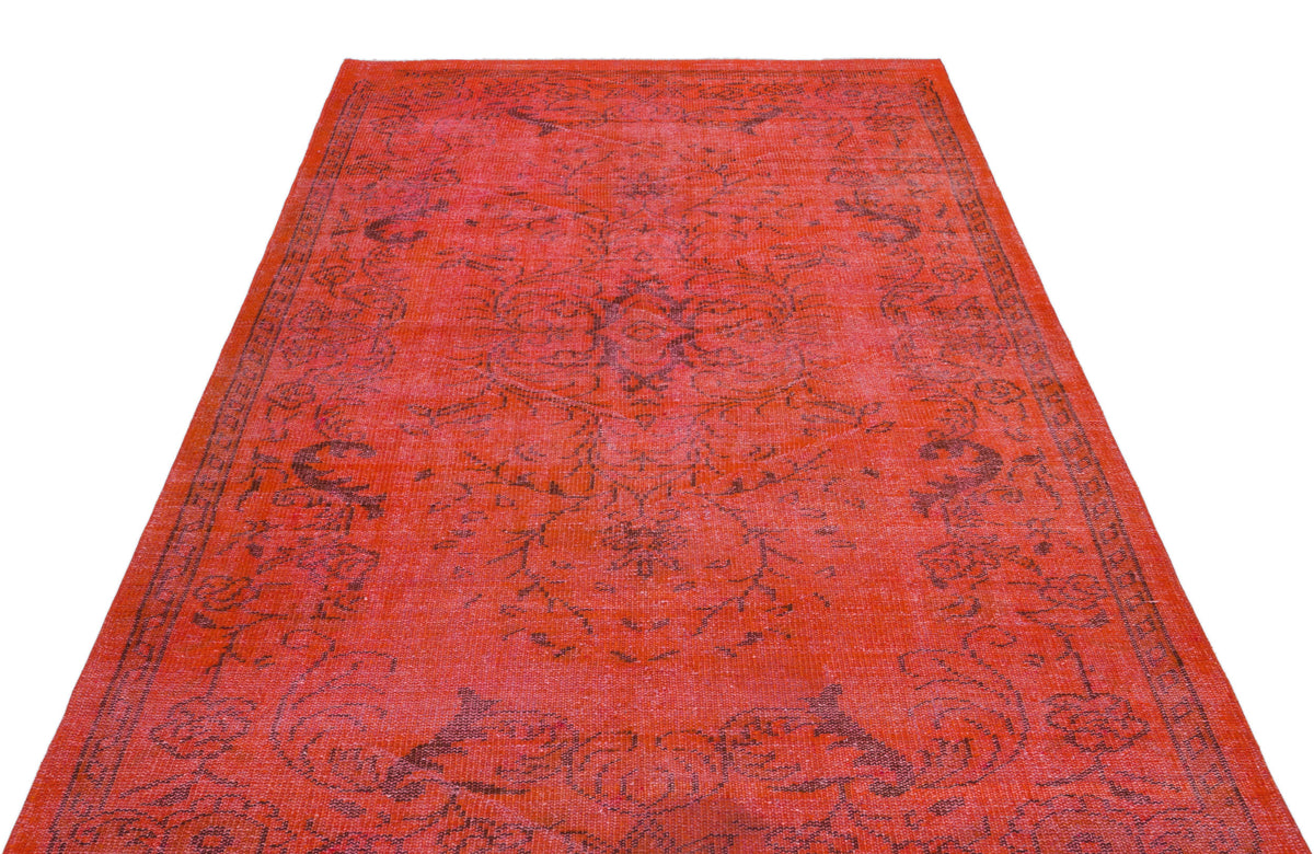 Red Over Dyed Vintage Rug 5&#39;7&#39;&#39; x 9&#39;4&#39;&#39; ft 170 x 285 cm