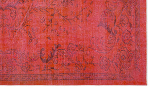 Red Over Dyed Vintage Rug 5'7'' x 9'4'' ft 170 x 285 cm