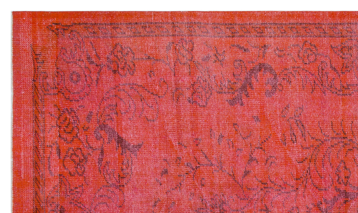 Red Over Dyed Vintage Rug 5&#39;7&#39;&#39; x 9&#39;4&#39;&#39; ft 170 x 285 cm