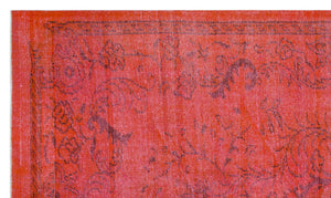 Red Over Dyed Vintage Rug 5'7'' x 9'4'' ft 170 x 285 cm