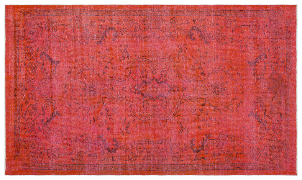 Red Over Dyed Vintage Rug 5'7'' x 9'4'' ft 170 x 285 cm