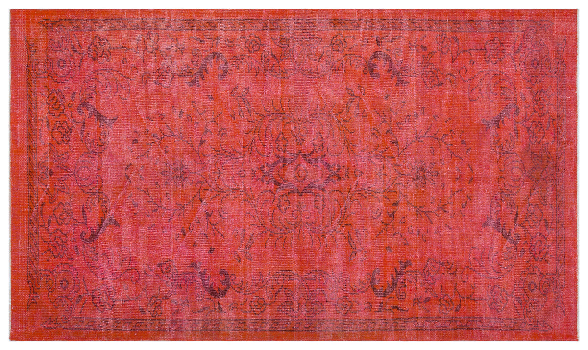 Red Over Dyed Vintage Rug 5&#39;7&#39;&#39; x 9&#39;4&#39;&#39; ft 170 x 285 cm