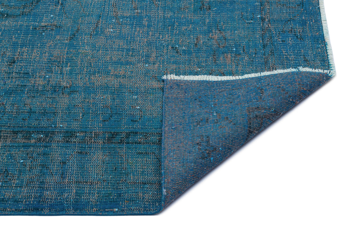 Turquoise  Over Dyed Vintage Rug 5&#39;3&#39;&#39; x 8&#39;10&#39;&#39; ft 160 x 270 cm