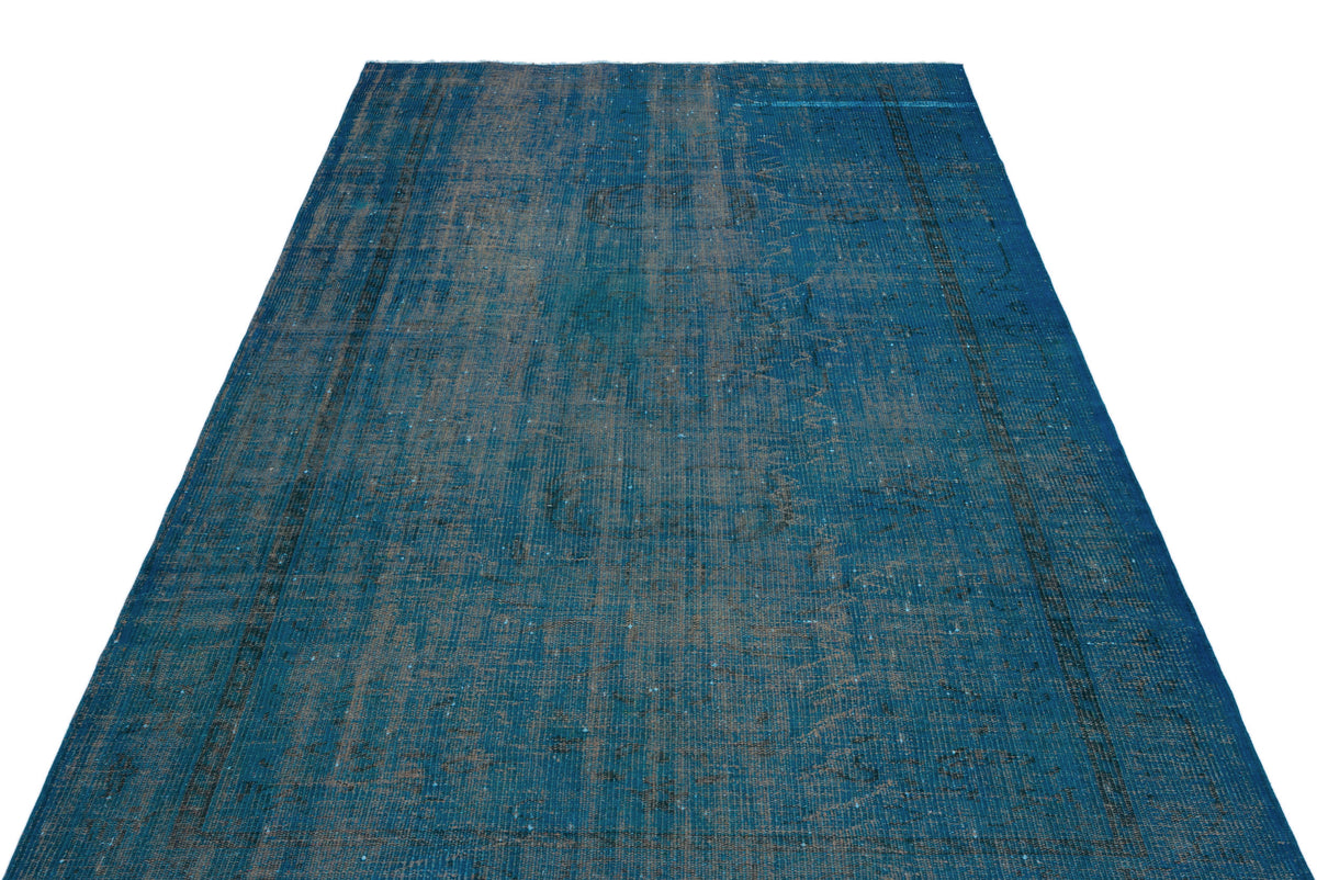 Turquoise  Over Dyed Vintage Rug 5&#39;3&#39;&#39; x 8&#39;10&#39;&#39; ft 160 x 270 cm