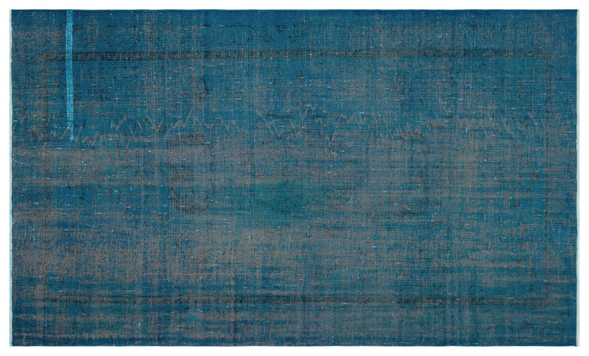 Turquoise  Over Dyed Vintage Rug 5&#39;3&#39;&#39; x 8&#39;10&#39;&#39; ft 160 x 270 cm