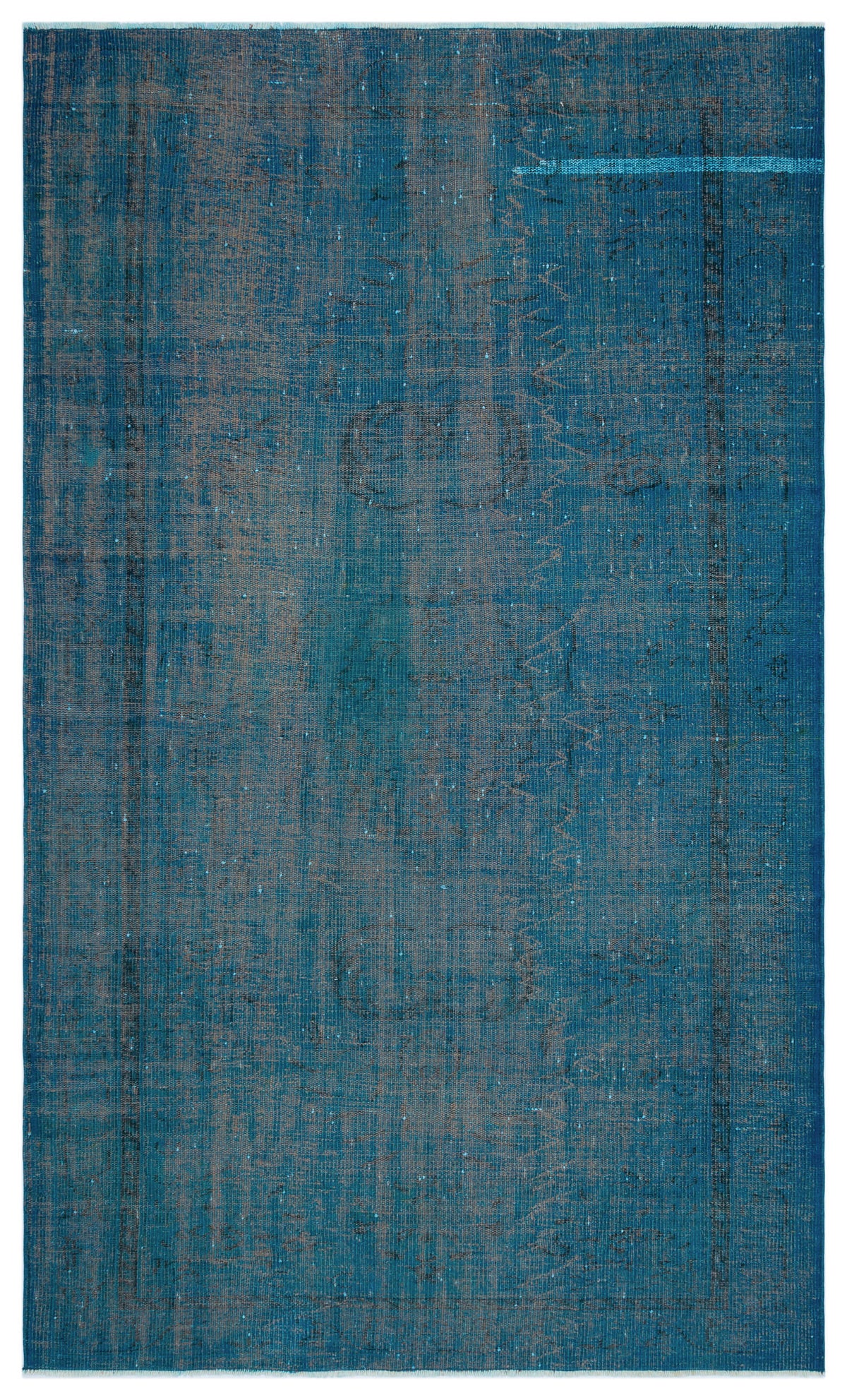 Turquoise  Over Dyed Vintage Rug 5&#39;3&#39;&#39; x 8&#39;10&#39;&#39; ft 160 x 270 cm