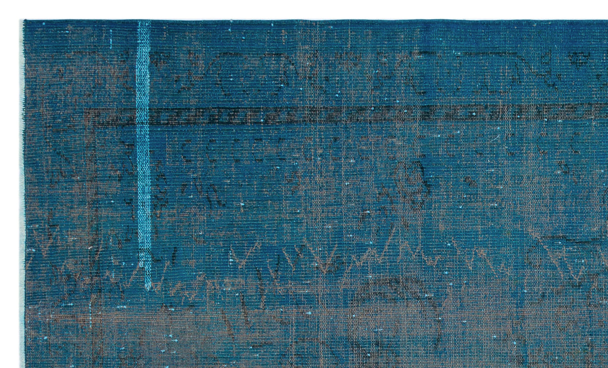 Turquoise  Over Dyed Vintage Rug 5&#39;3&#39;&#39; x 8&#39;10&#39;&#39; ft 160 x 270 cm